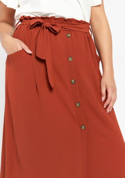 Midi skirt with buttons and slit  - TERRACOTTA - 07100819_5303