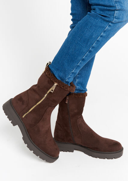 Suede lined boots - BROWN DARK CHOCOLATE - 13100220_3720