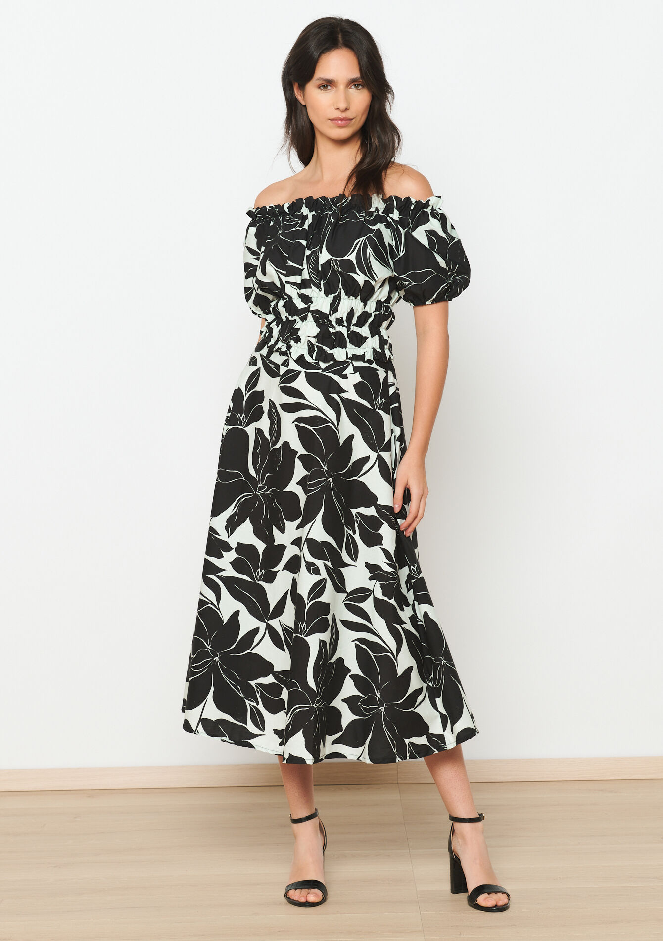 Jupe évasée à imprimé fleuri, Jupe évasée à imprimé fleuri - BLACK - 07101248_1119