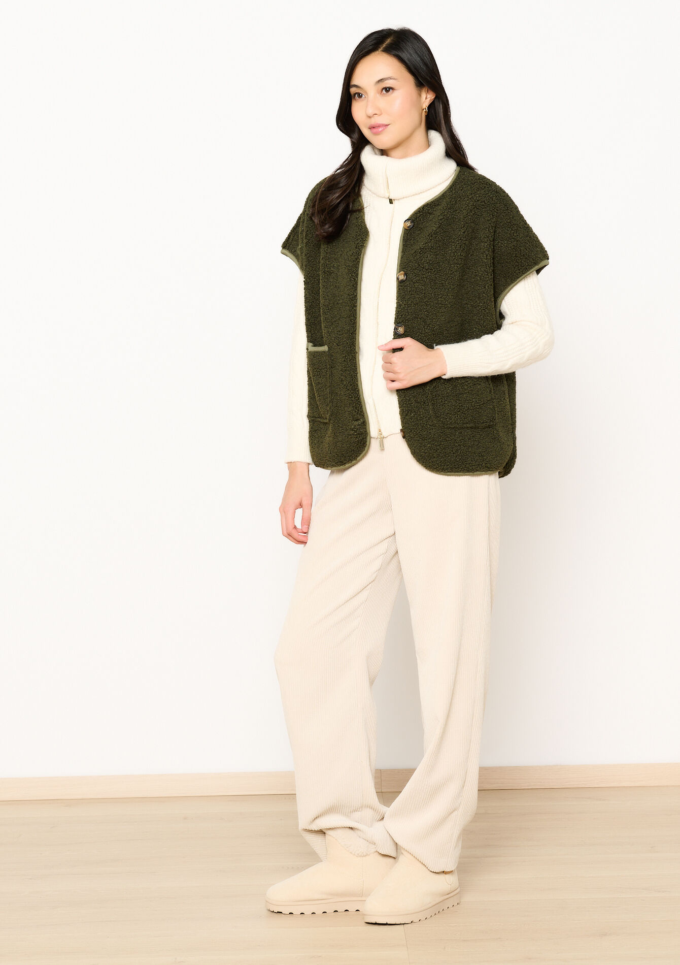Teddy vest - KHAKI DARKY - 09001444_4208