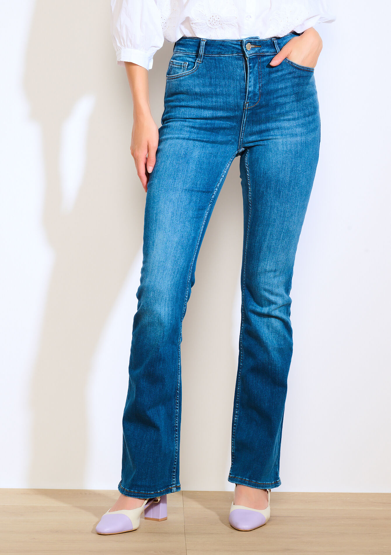 High waist bootcut jeans, High waist bootcut jeans - MEDIUM BLUE - 22000595_0500