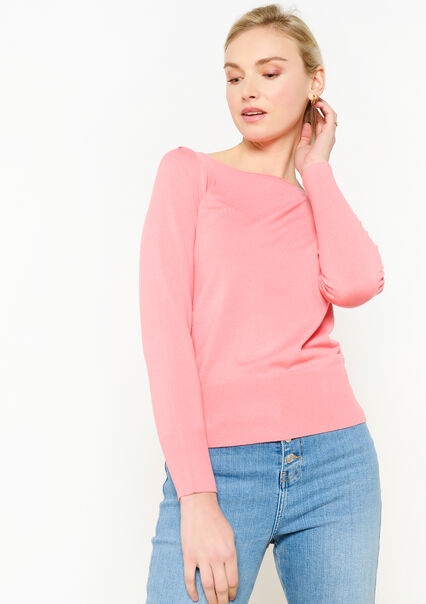 Basic pullover with boatneck - CORAL BRIGHT - 04006288_2007