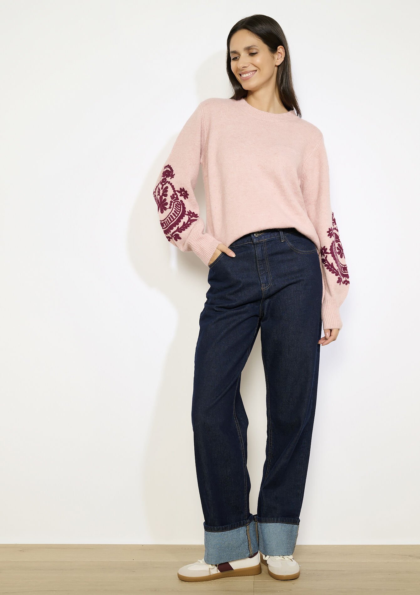 Gebreide trui met borduursel, Gebreide trui met borduursel - NUDE LOTUS - 04007036_4118