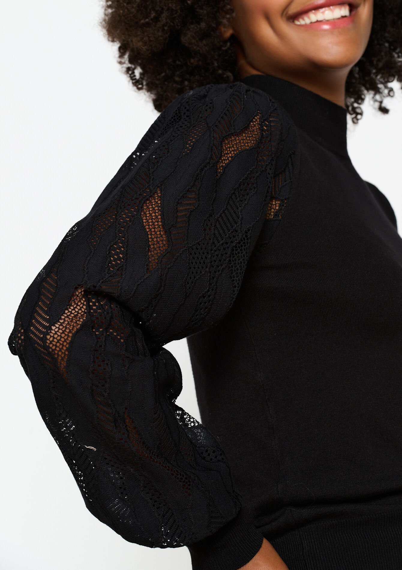 Pull avec manches en mesh, Pull avec manches en mesh - BLACK - 04006526
