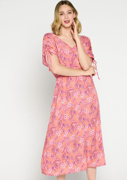 Maxi-jurk met bloemenprint - BRIGHT CORAL - 08602079_315
