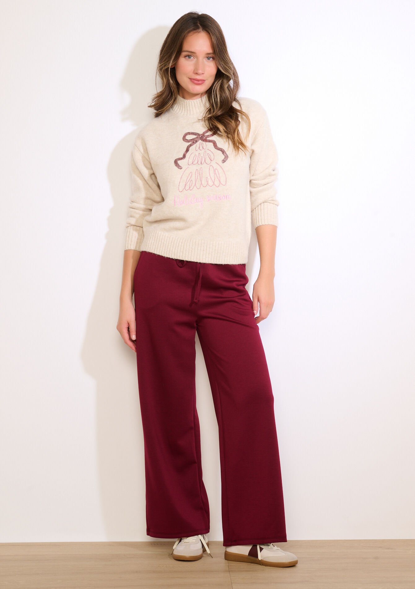 Trui met pailletten en textuur - BEIGE ASH - 15100392_1904