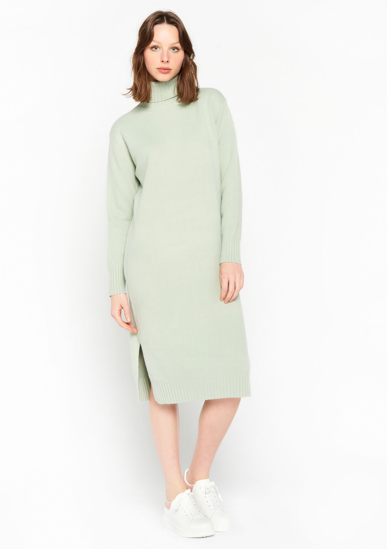 Robe pull à col roulé, Robe pull à col roulé - MINT GREEN - 1070414