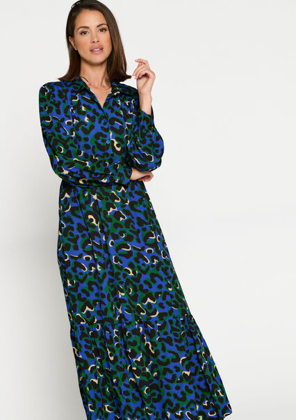 Maxi-jurk met luipaardprint - ELECTRIC BLUE - 08602189_1619