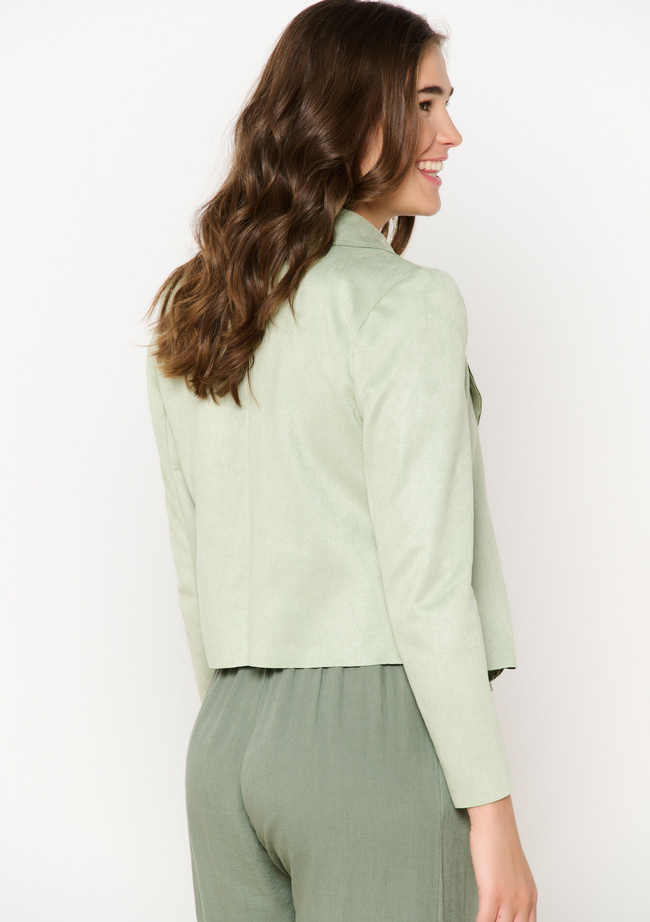 Veste courte en suédine, Veste courte en suédine - MINT GREEN - 09001477_1723