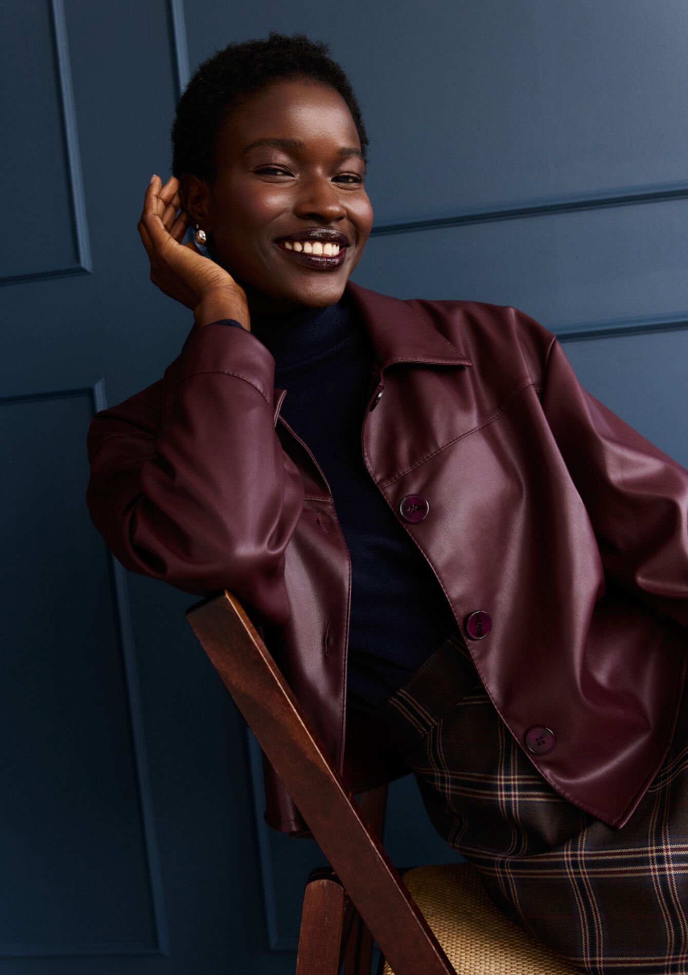 Overshirt van imitatieleer, , back