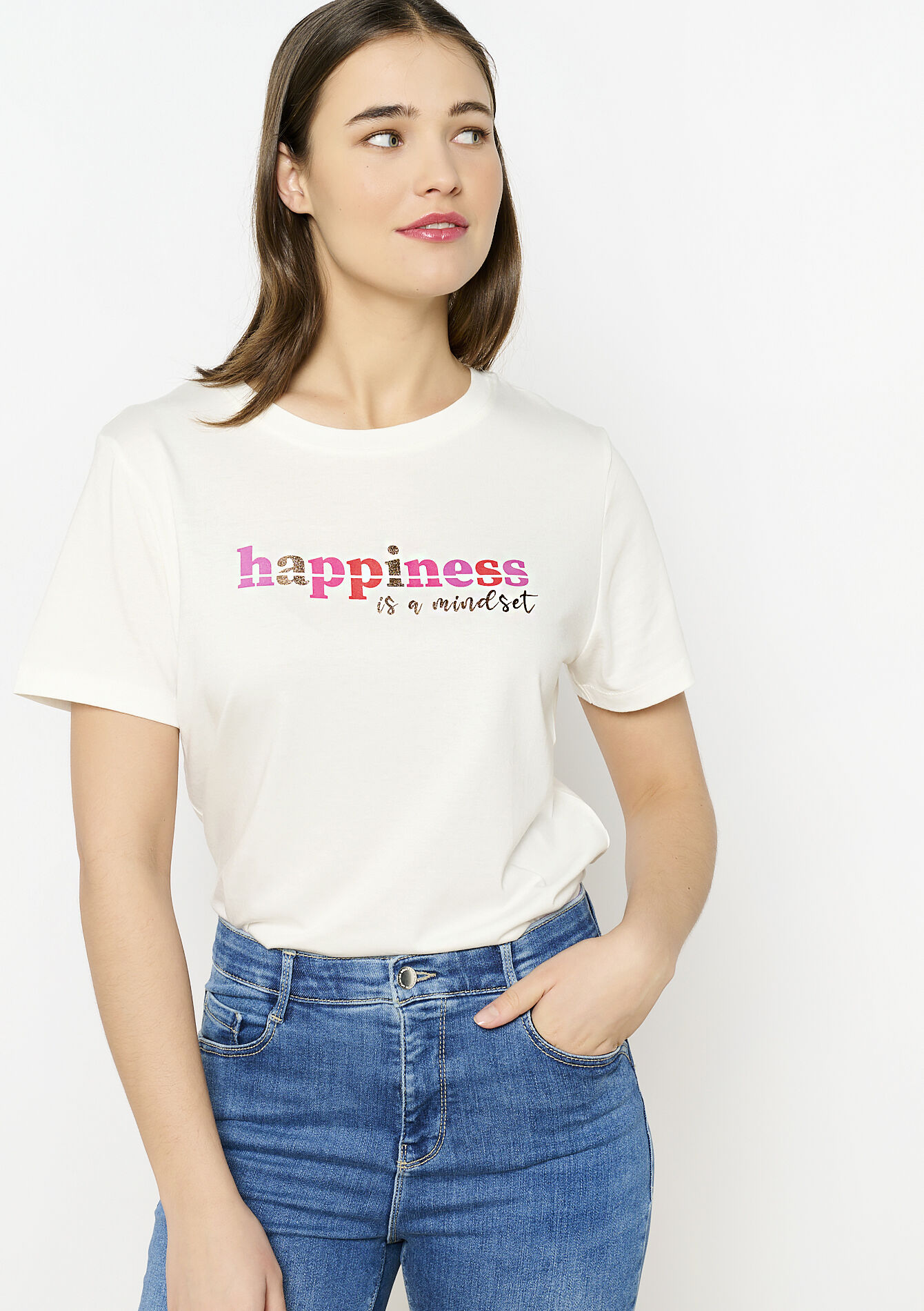 Katoenen T-shirt met kunstwerk, Katoenen T-shirt met kunstwerk - OFFWHITE - 02301673_1001