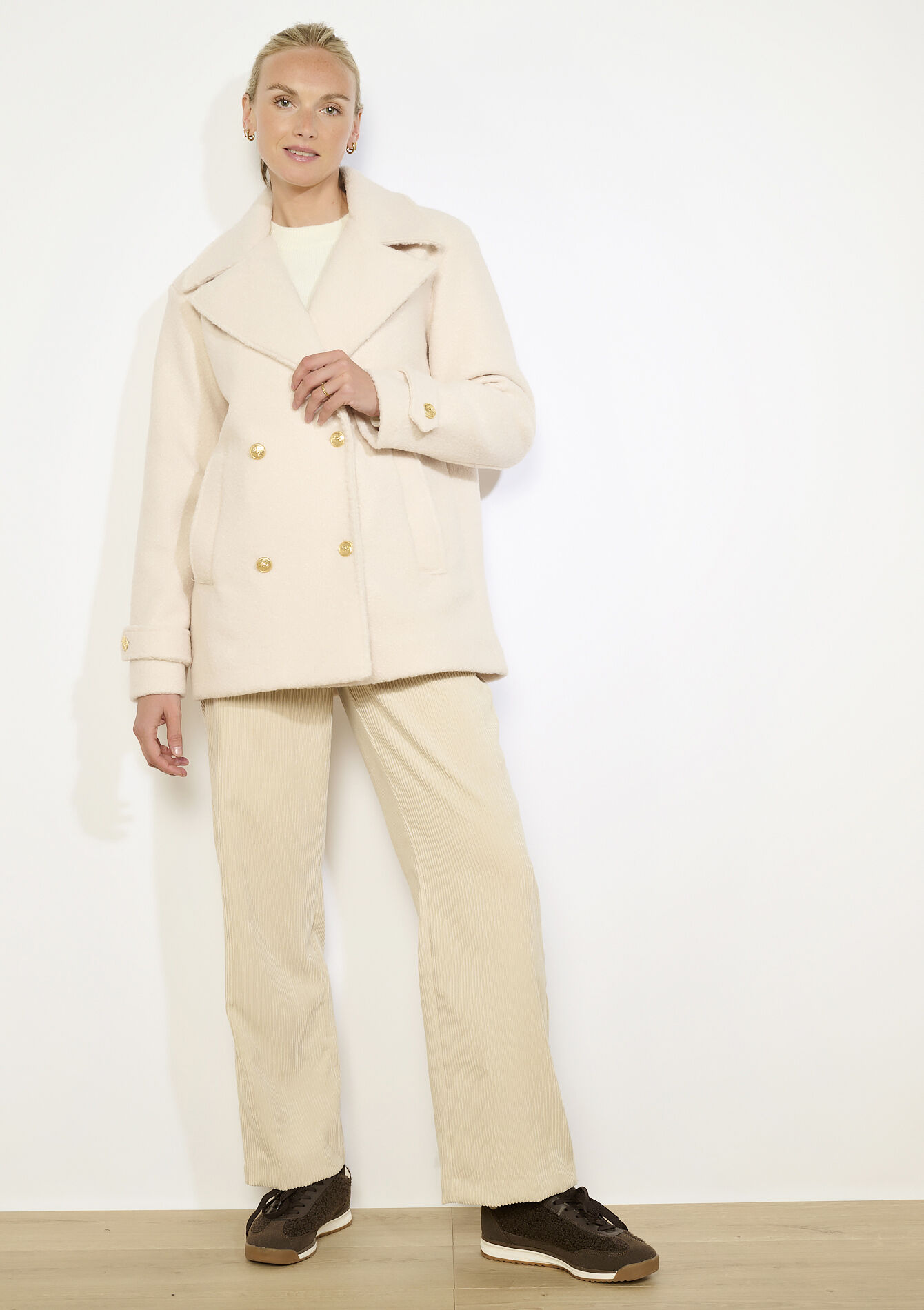 Textured short peacoat, Textured short peacoat - VANILLA WHITE - 23000798_1013