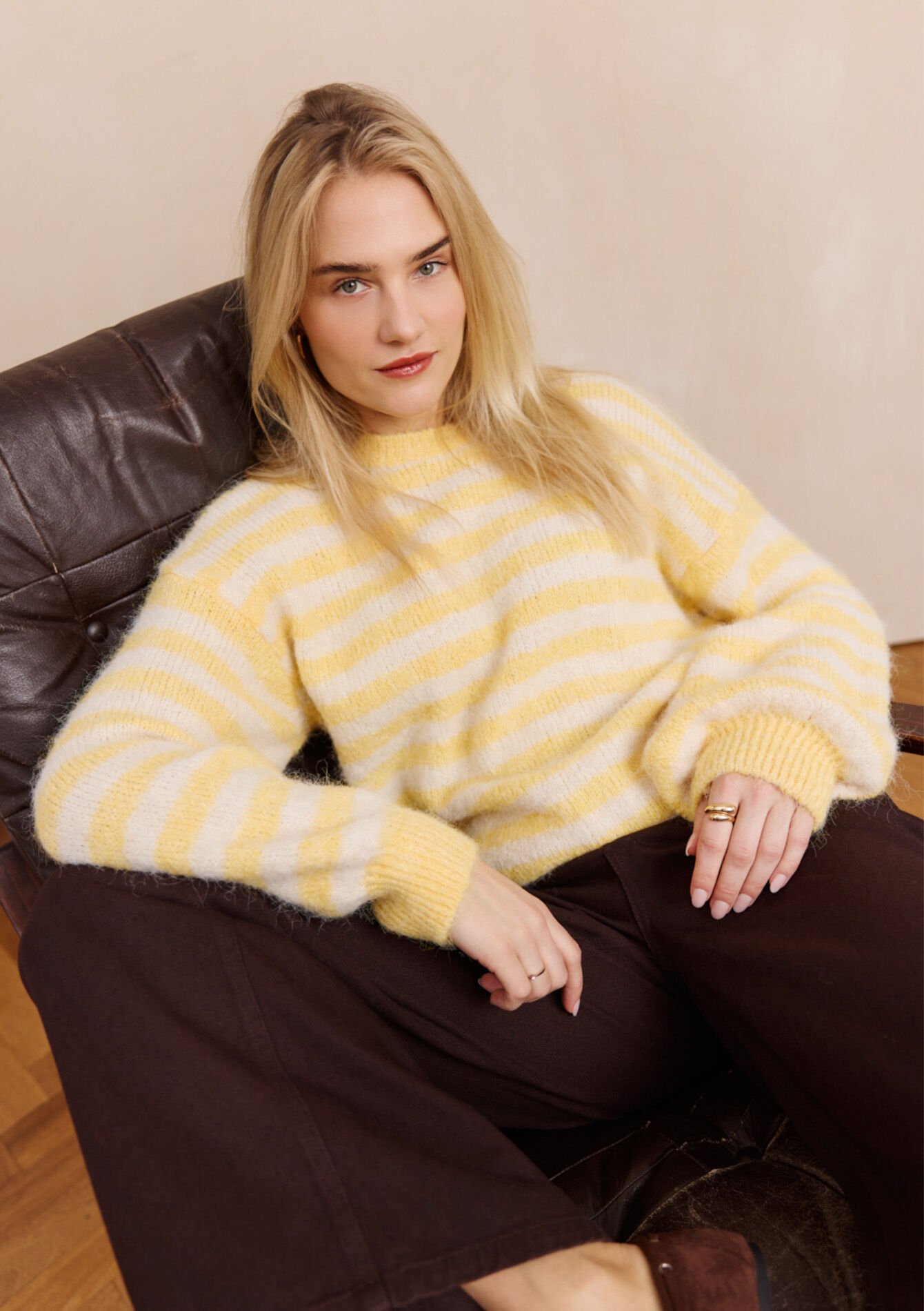 Gestreepte zachte trui, , back