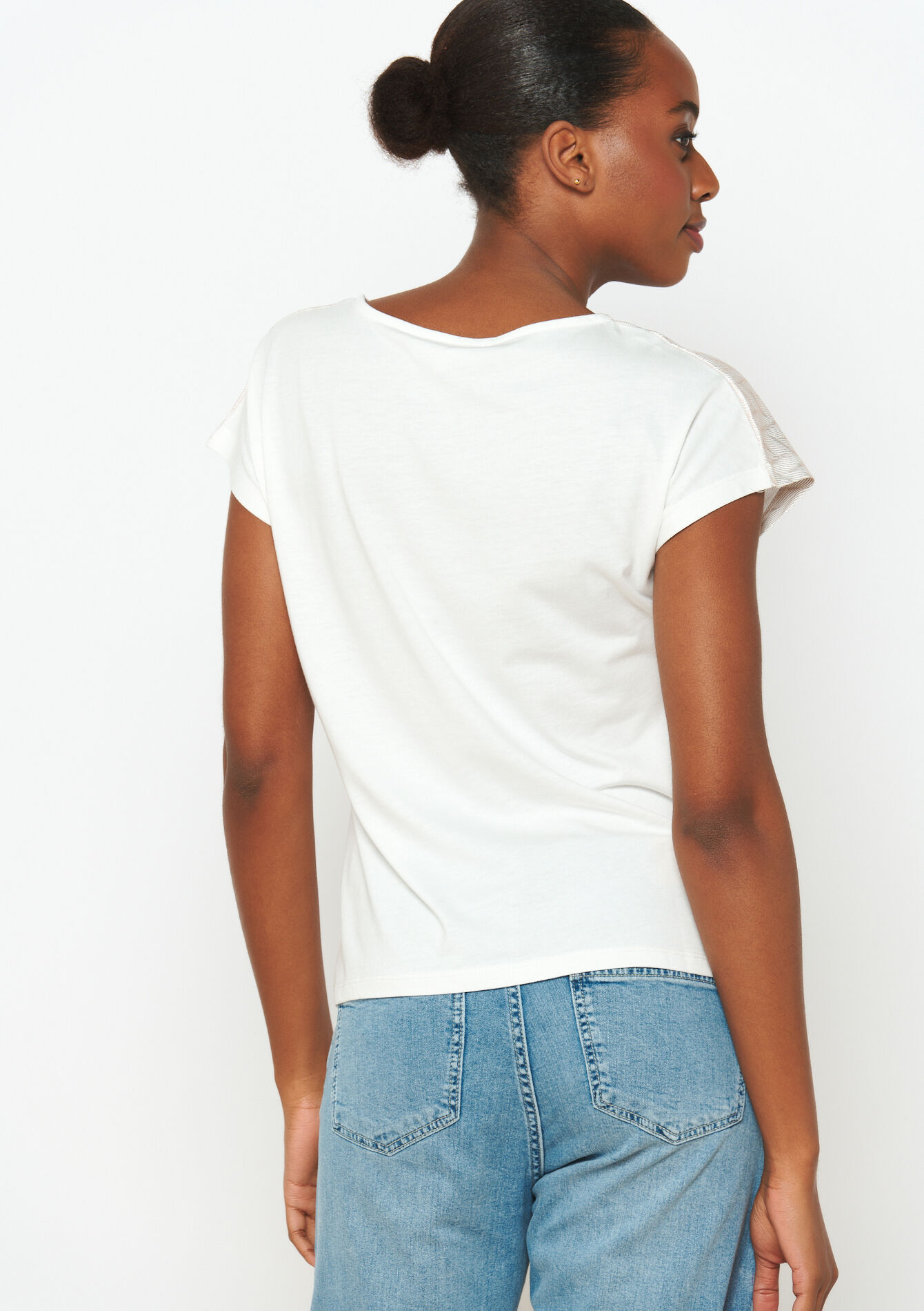 T-shirt met metallic print, T-shirt met metallic print - OFFWHITE - 02301555_1001