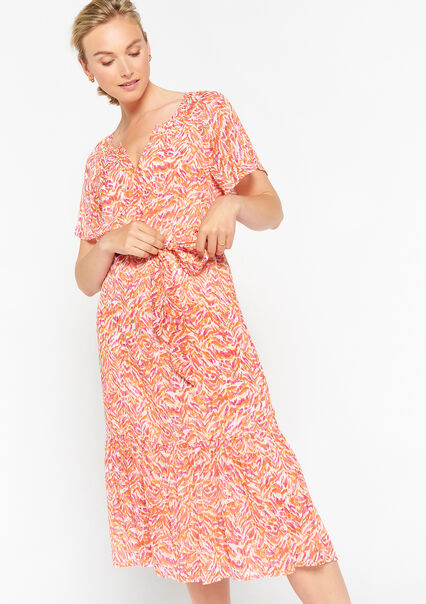 Maxi dress with butterfly sleeves - ORANGE BRIGHT - 08602009_1255