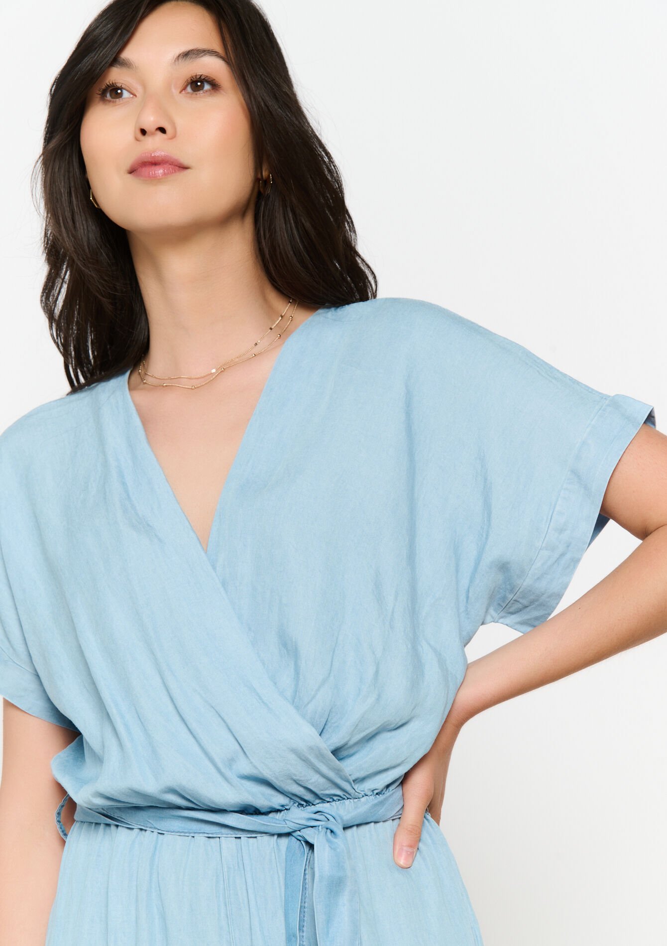 Belted wide-leg jumpsuit, Belted wide-leg jumpsuit - BLUE BLEACHED - 06004630_0502