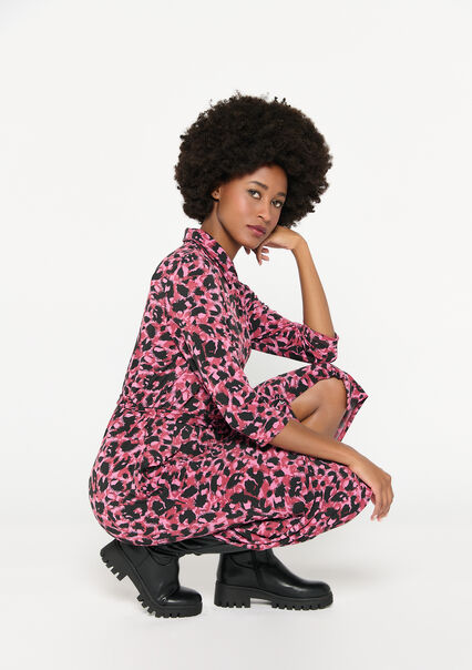Robe chemise à imprimé léopard - FUSHIA RED - 08102689_1387