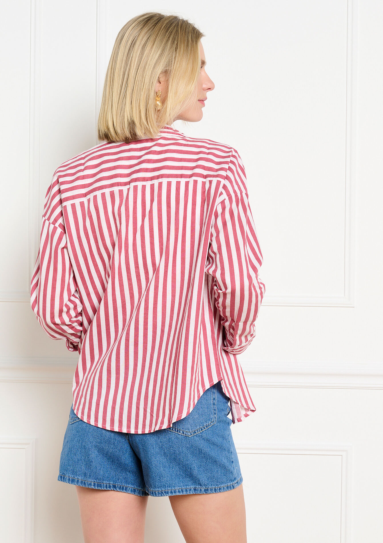 Los vallend gestreept hemd - COSMETIC PINK - 05702968_5733