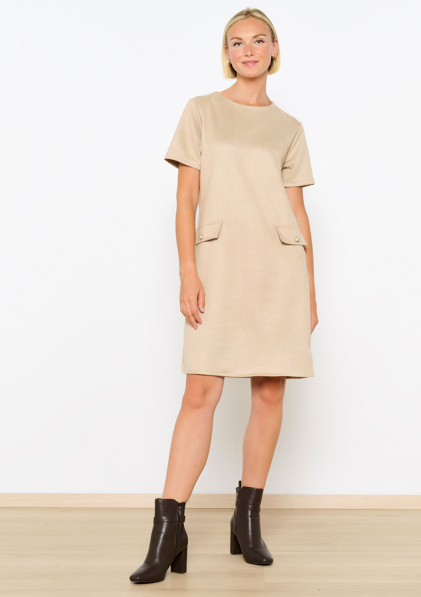 Robe courte en suédine, Robe courte en suédine - LT BEIGE - 08103850_2527
