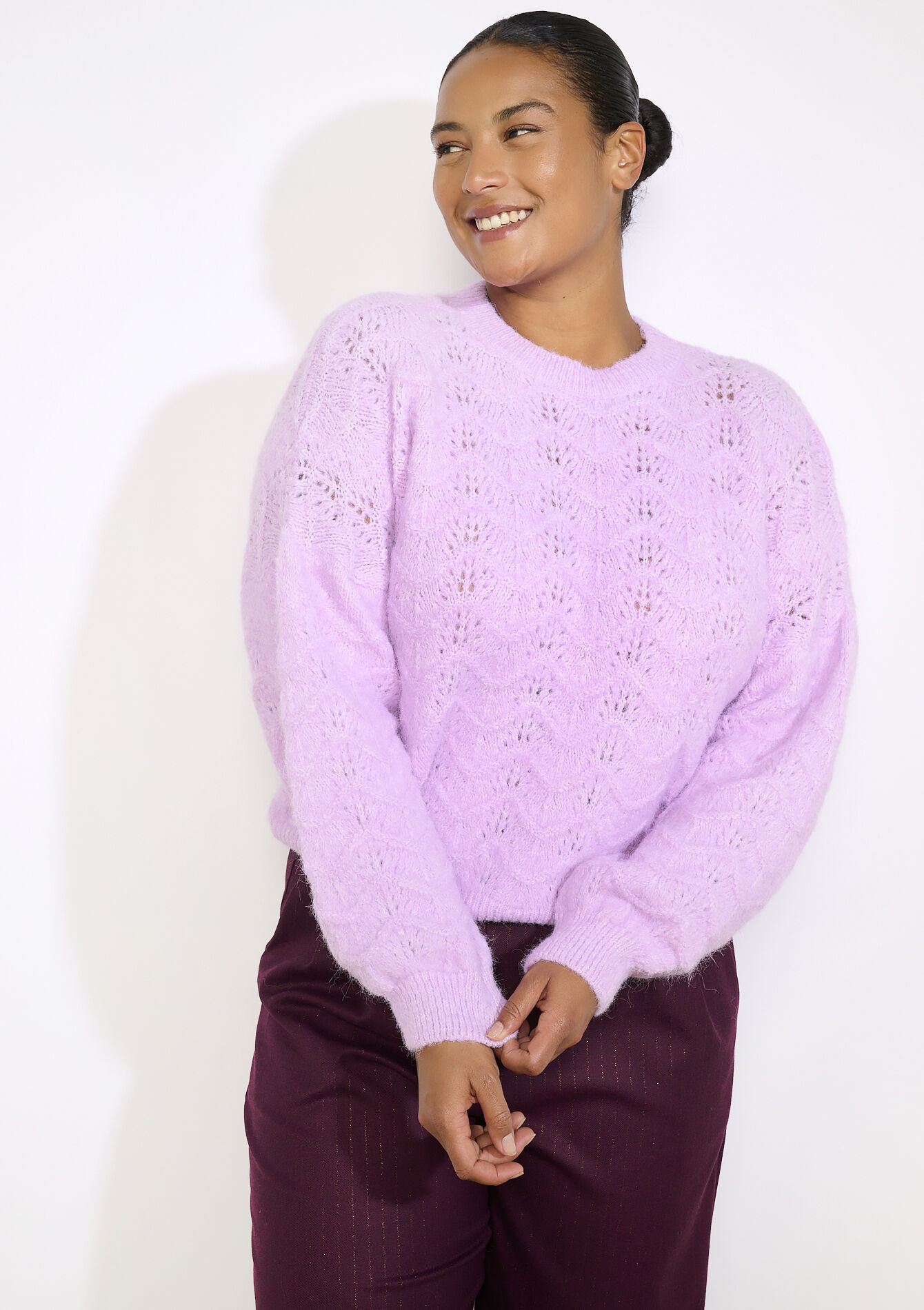 Textured soft sweater, Textured soft sweater - LILAC BRIGHT - 04007095_2578