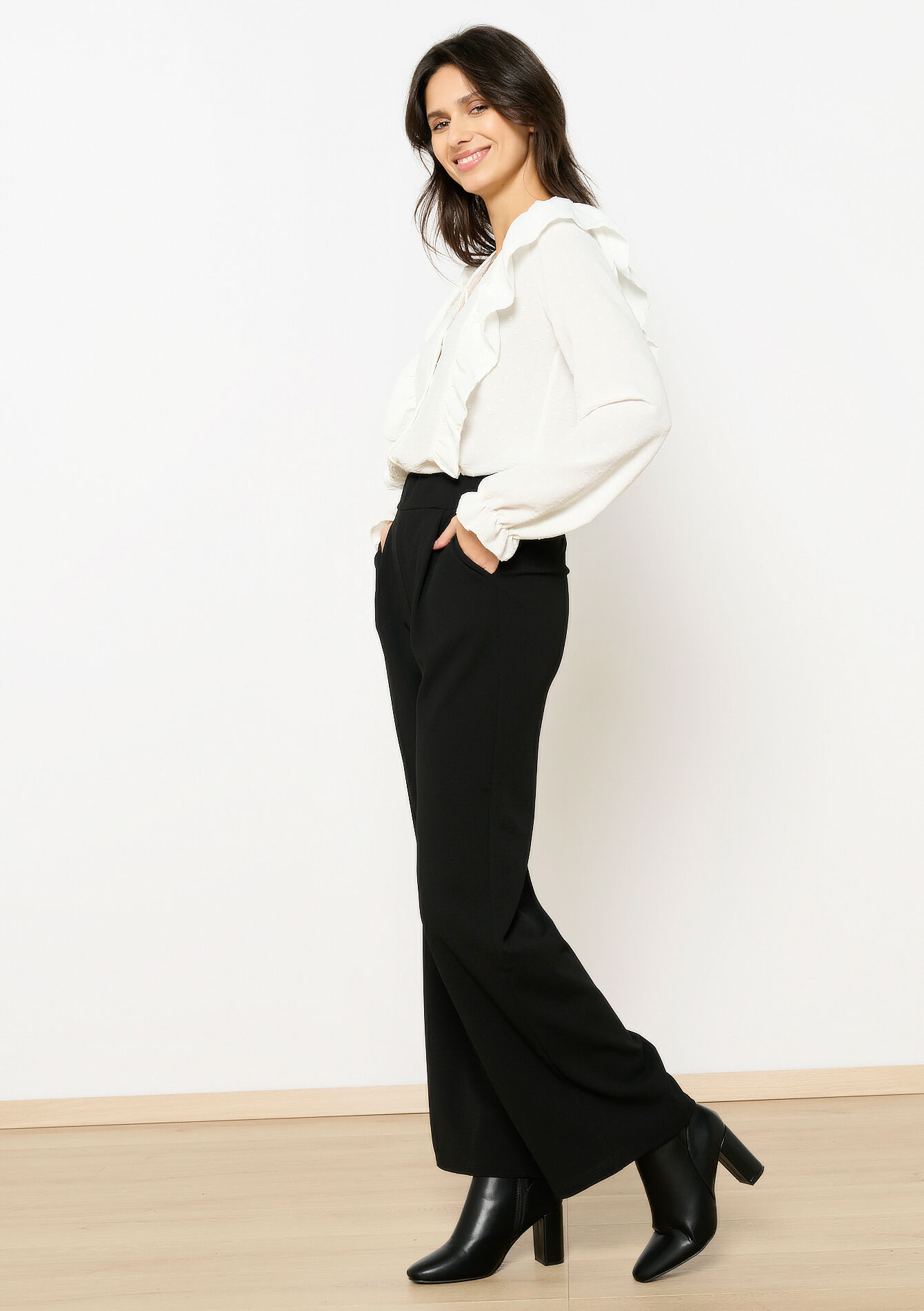 Losse broek met zakken, Losse broek met zakken - BLACK - 1122948