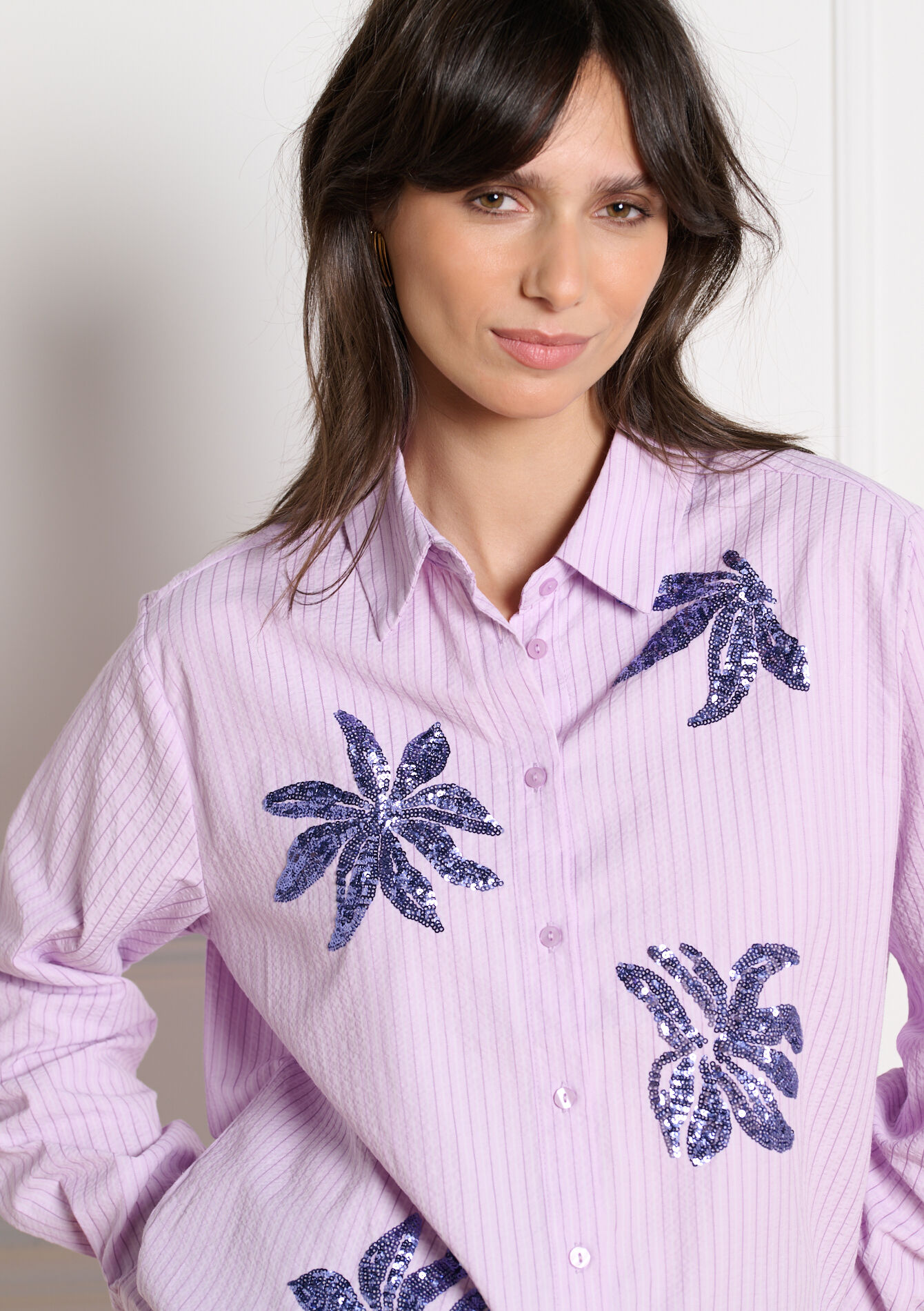 Chemise à sequins - PASTEL LILAC - 05703036_1493