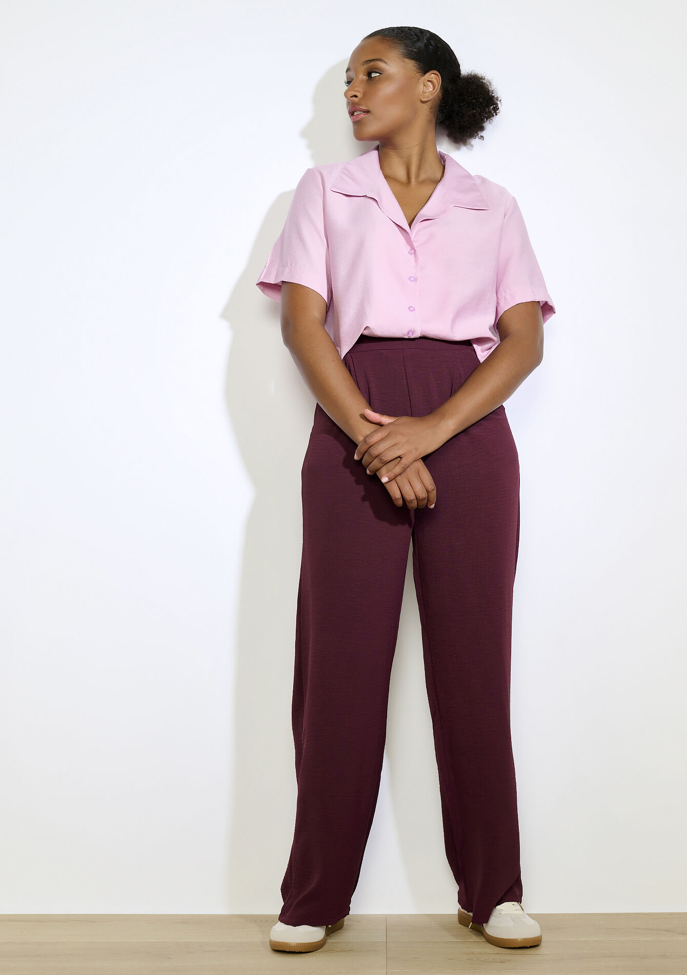 Wijde vloeiende broek, Wijde vloeiende broek - AUBERGINE - 06601025_1537