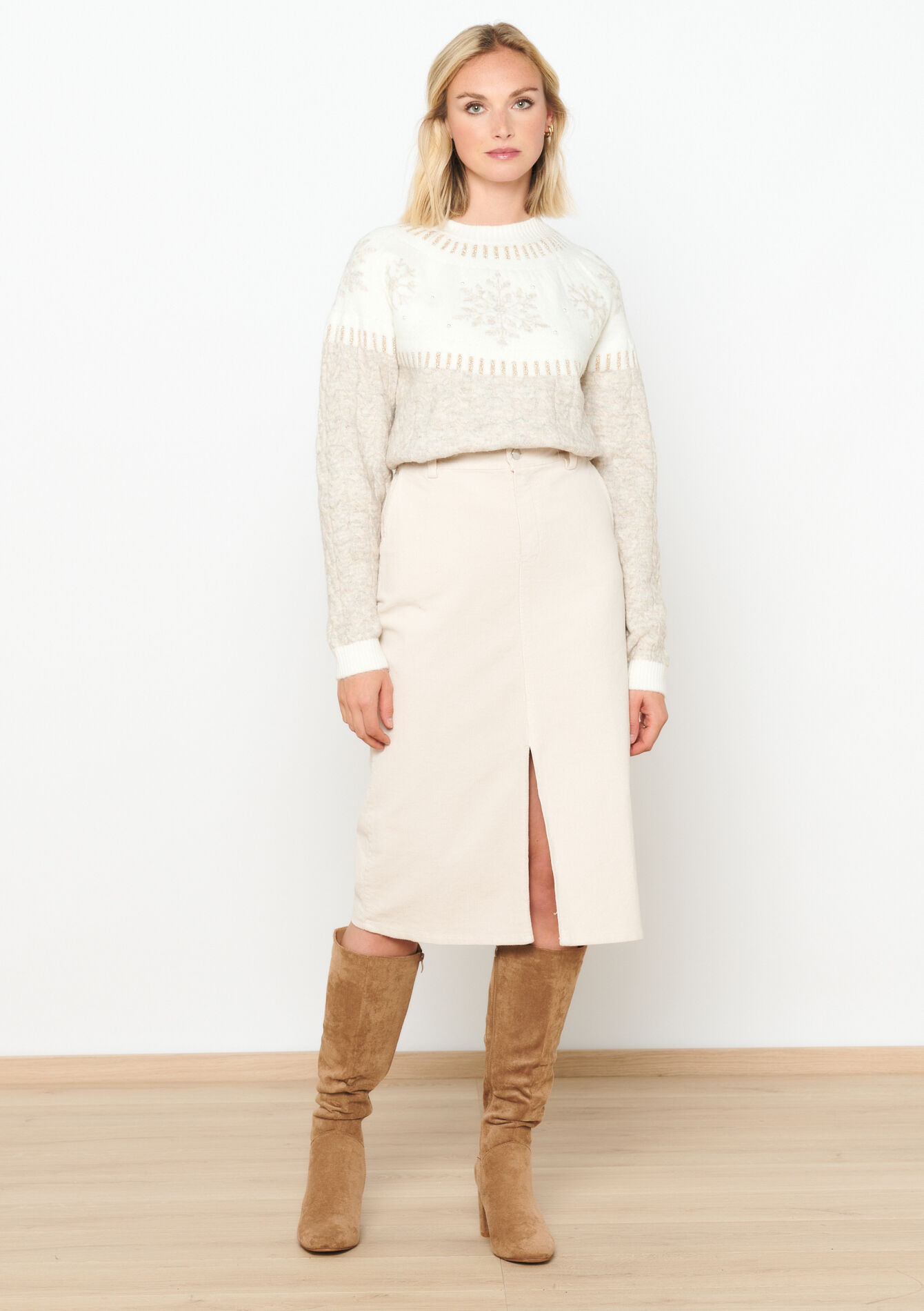 Trui met sneeuwvlokken, Trui met sneeuwvlokken - LT BEIGE - 15100241_2527