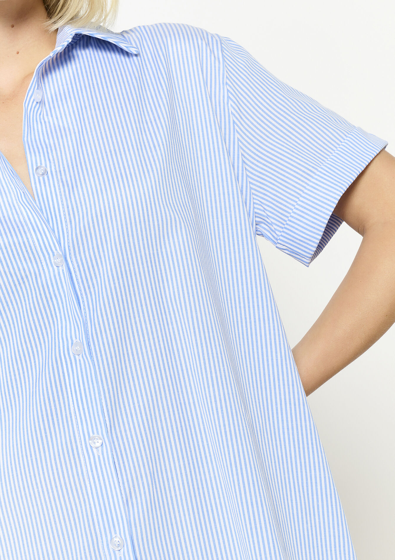 Casual mini shirt dress, Casual mini shirt dress - BLUE PASTEL - 08104187