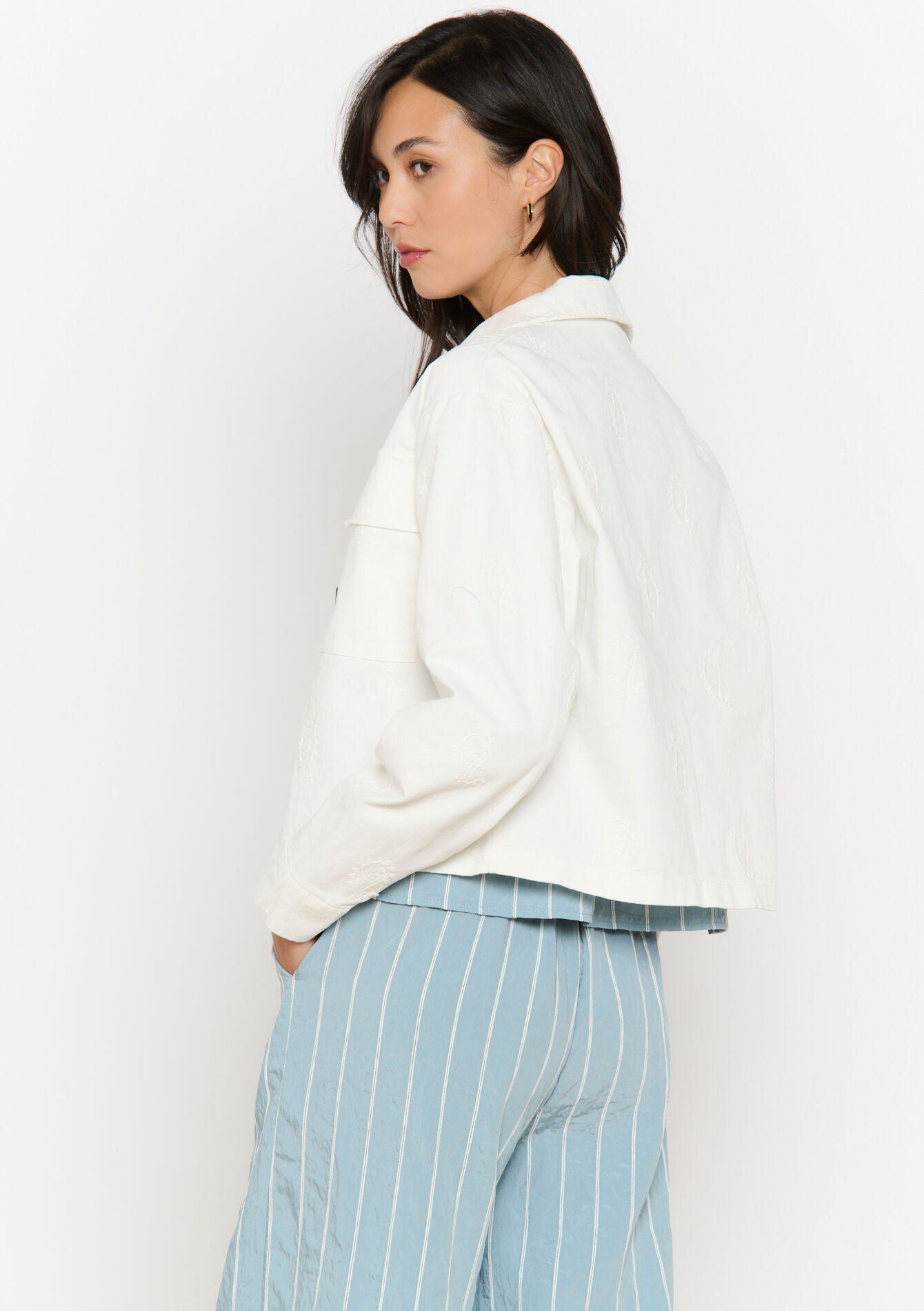 Twill jasje met borduursel, Twill jasje met borduursel - OFFWHITE - 09101065_1001
