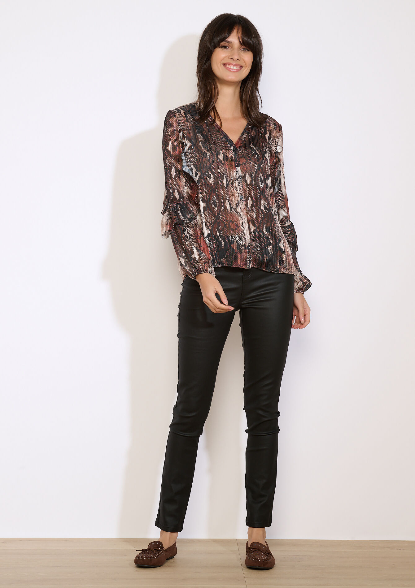 Blouse fluide imprimée, Blouse fluide imprimée - LIGHT CAMEL - 05702992_3814