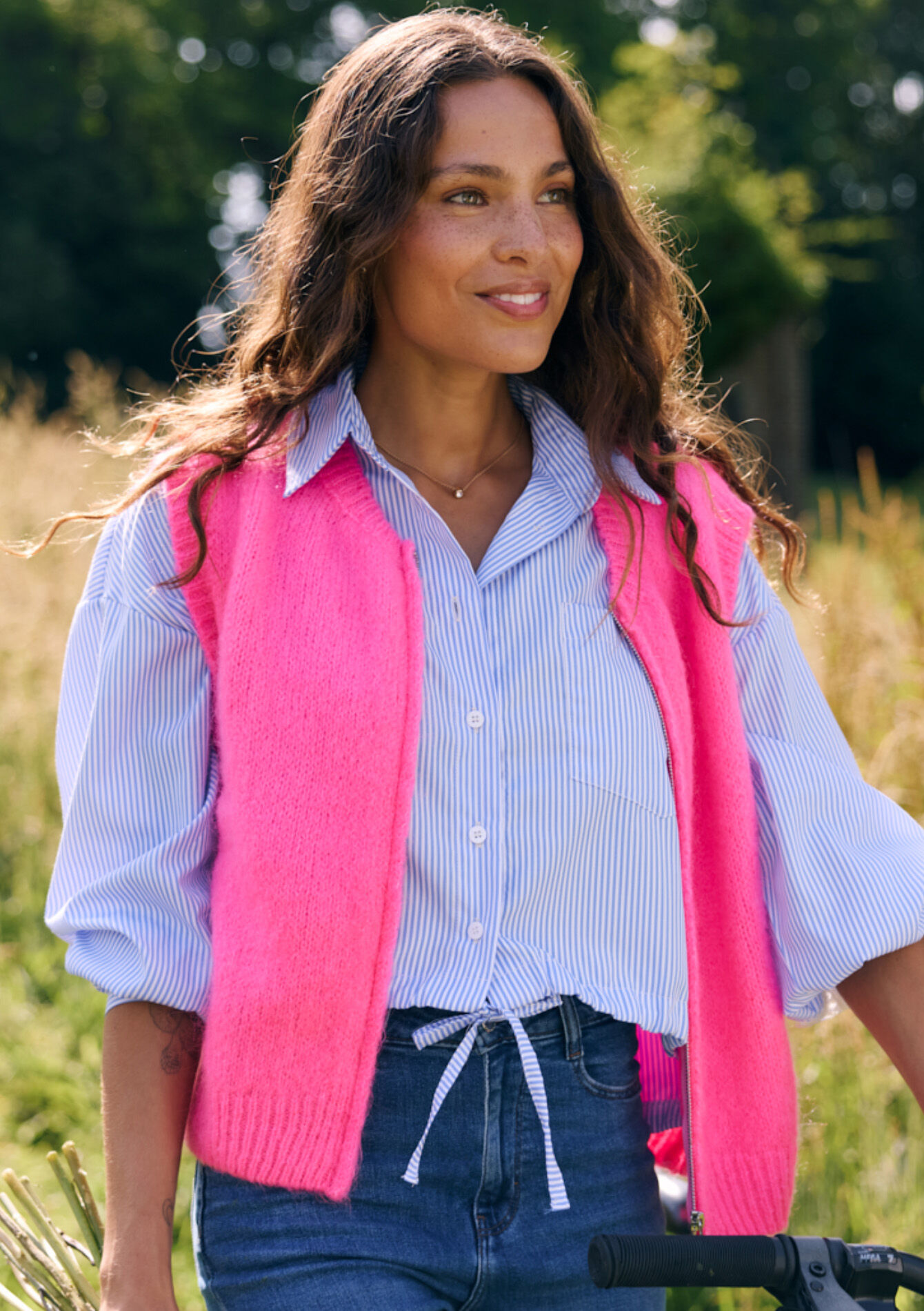 Chemise à empiècements brodés, Chemise à empiècements brodés - BLUE PASTEL - 05702925_3003