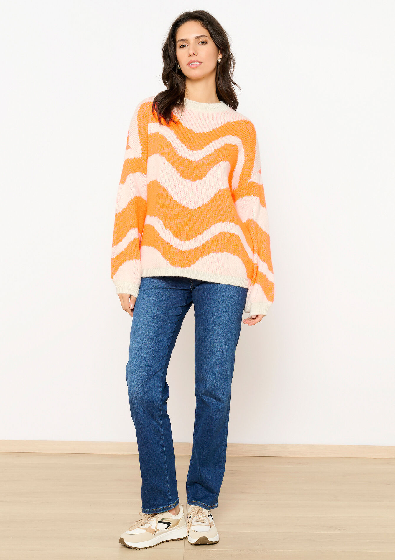 Pull à motif ondulé, Pull à motif ondulé - ORANGE BRIGHT - 04006730_1255