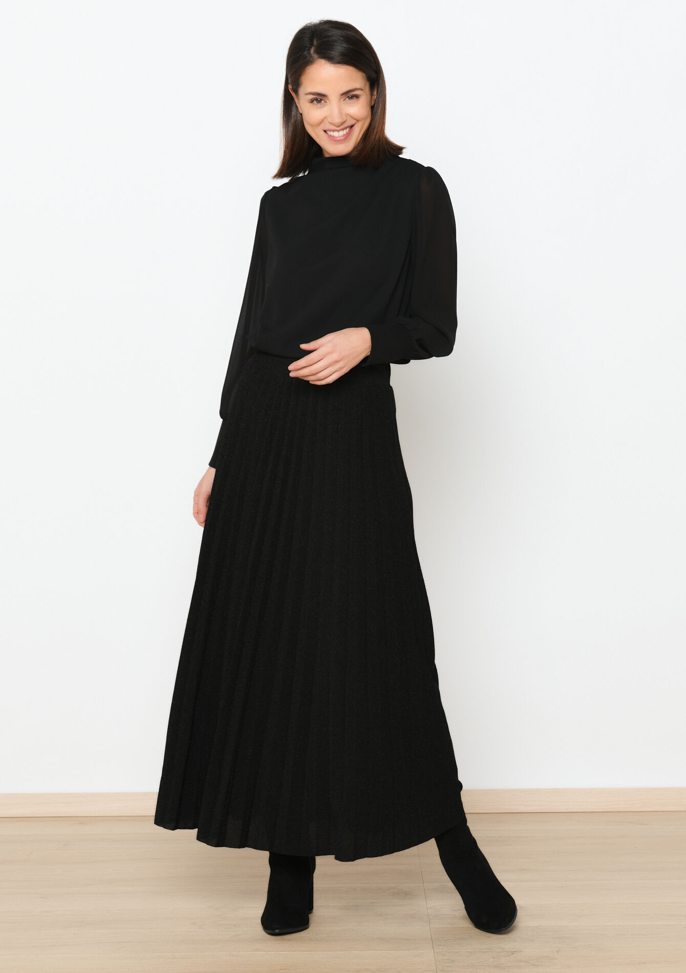 Jupe longue plissée, Jupe longue plissée - BLACK - 1092900