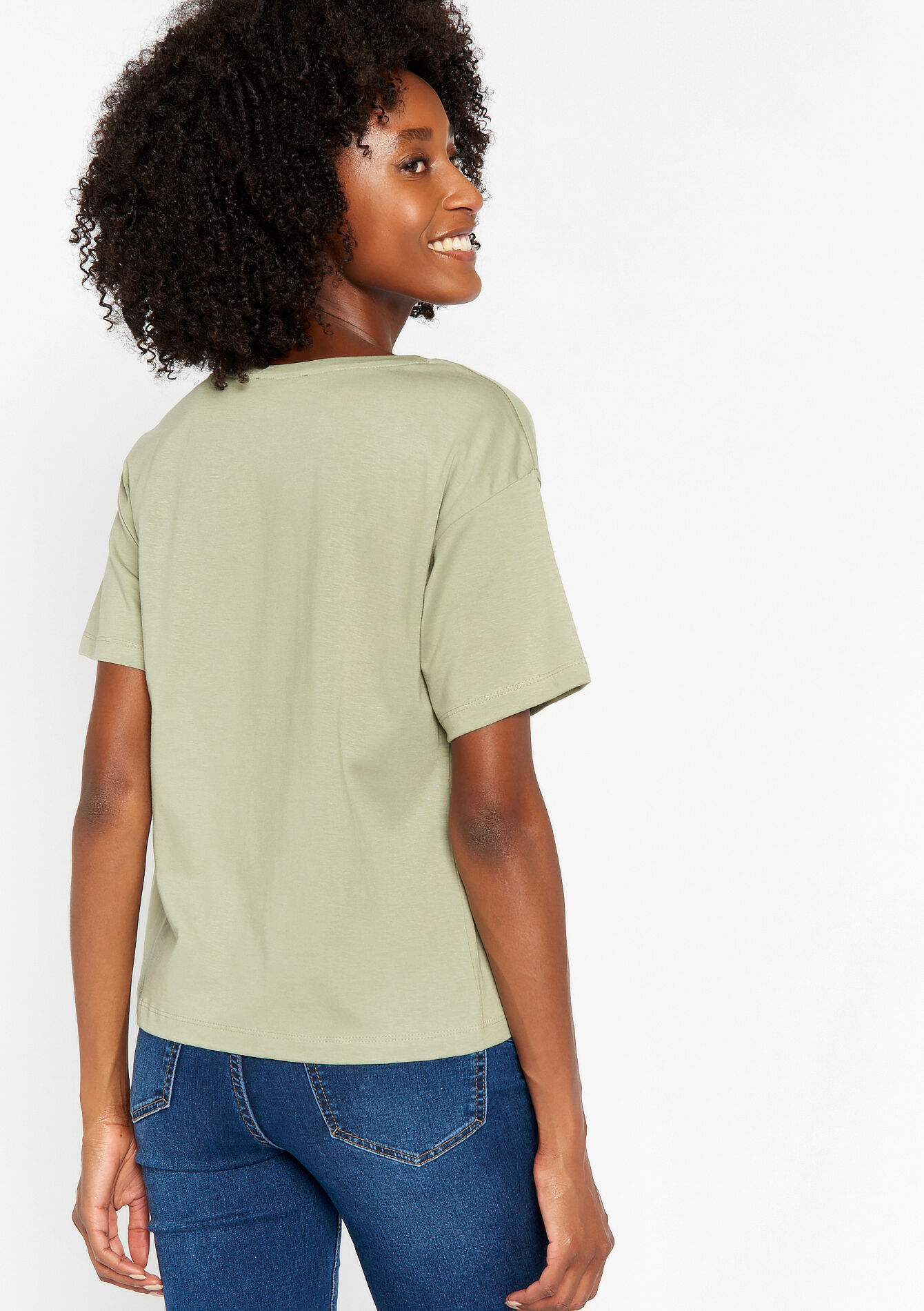 T-shirt met artwork - KHAKI MINT - 02301423_2542