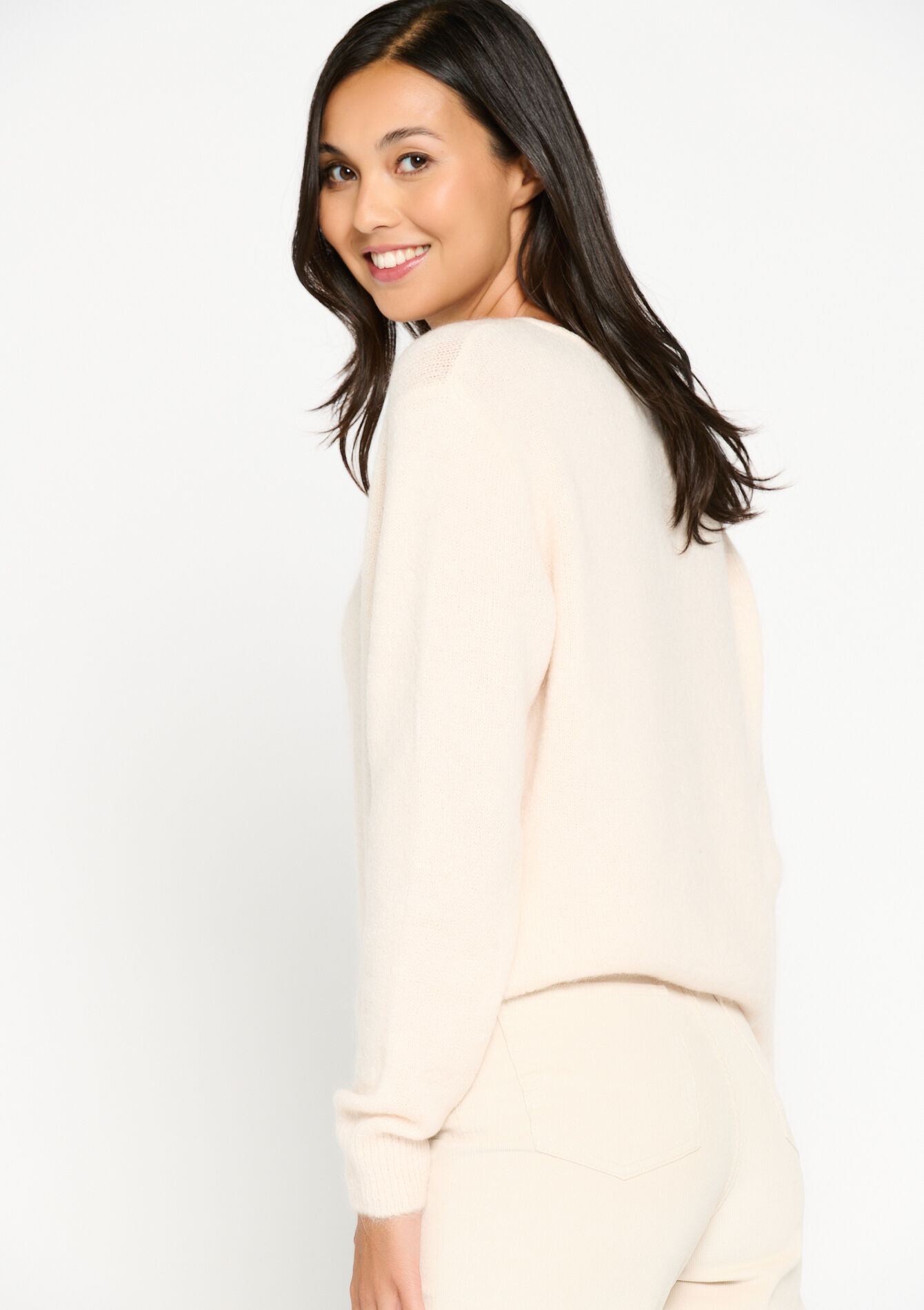 Cardigan met ronde hals, Cardigan met ronde hals - ECRU PEACH - 04101089_2564