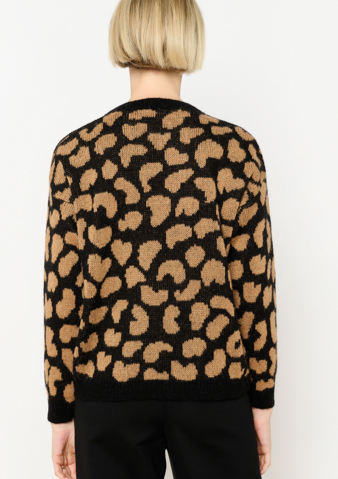 Jacquard trui met luipaardprint, Jacquard trui met luipaardprint - BLACK - 04006824_1119