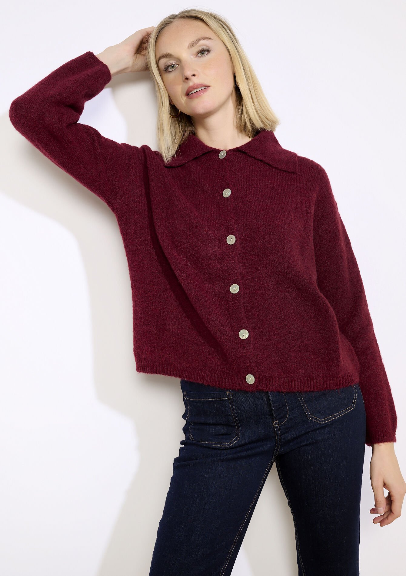 Cardigan à col polo, , detail_model