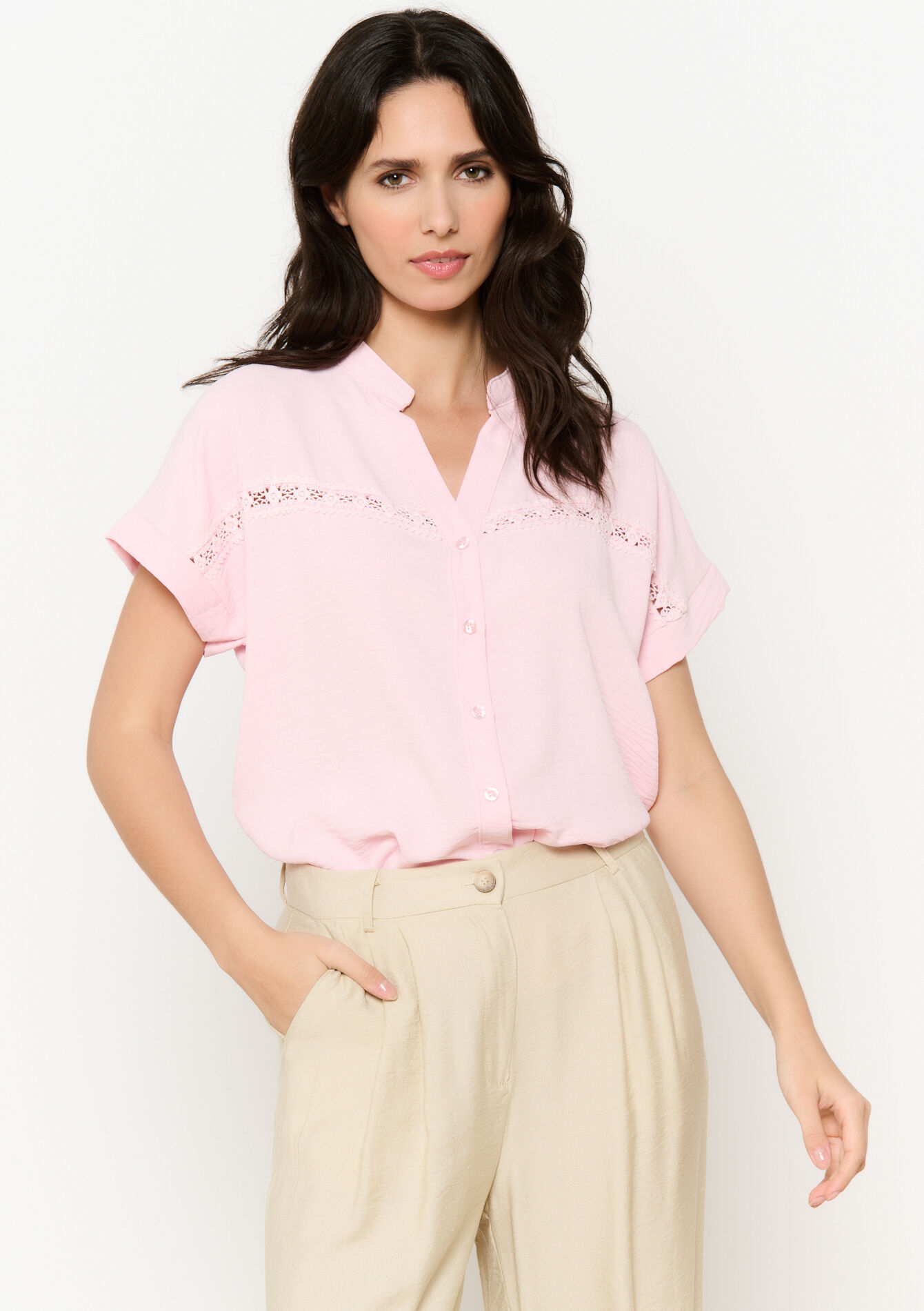 Geborduurde soepele blouse, Geborduurde soepele blouse - LIGHT PINK - 05702779_1303