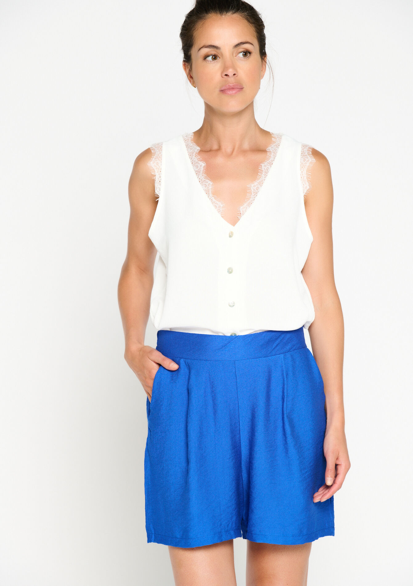 Fluid shorts with satin effect, Fluid shorts with satin effect - ELECTRIC BLUE - 1081334