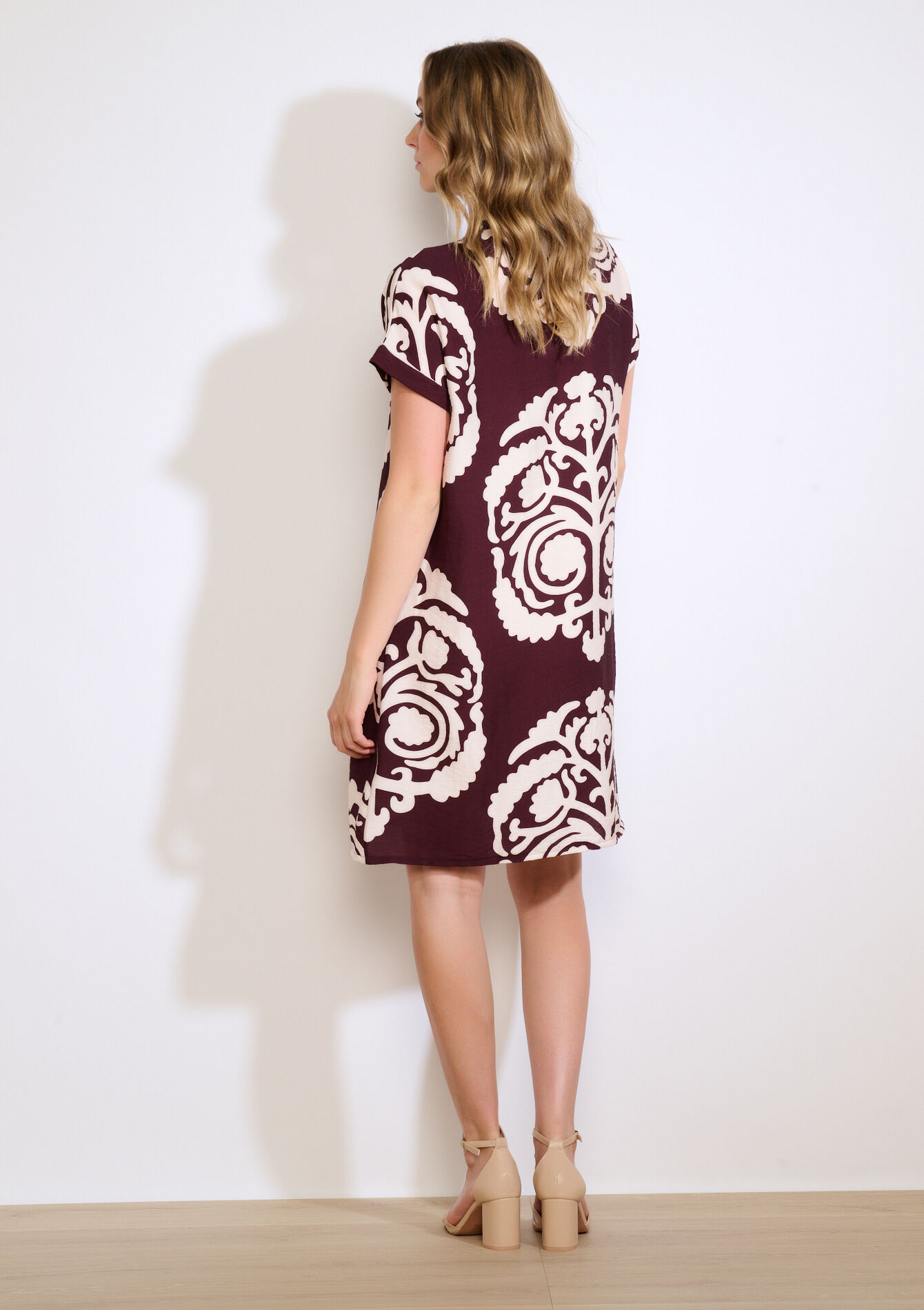 Jurk met grafische print, Jurk met grafische print - AUBERGINE - 08104262_1537