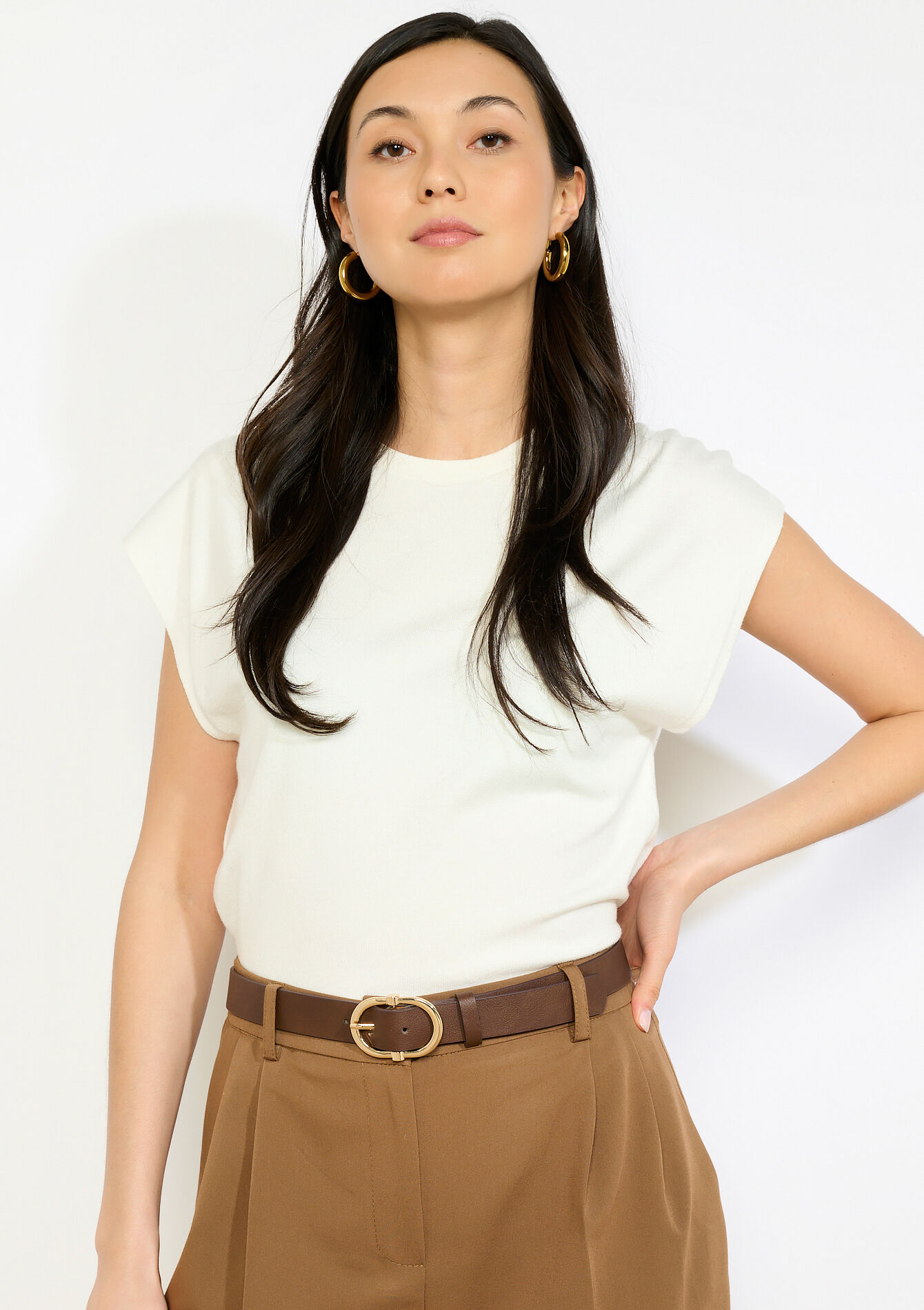 Shiny finish belt - BROWN DARK CHOCOLATE - 14001951_3720