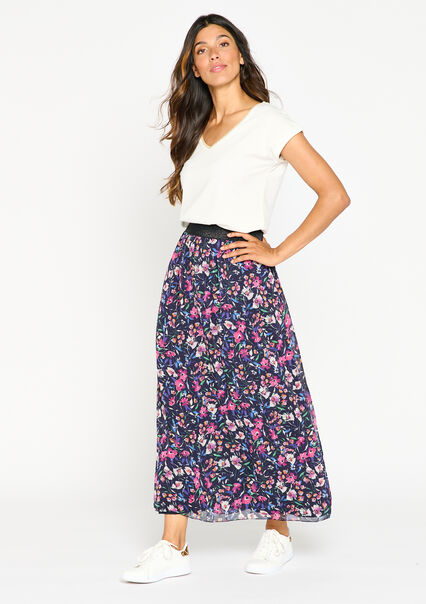 Maxi skirt with flower print - NAVY BASIC - 07101009_2723