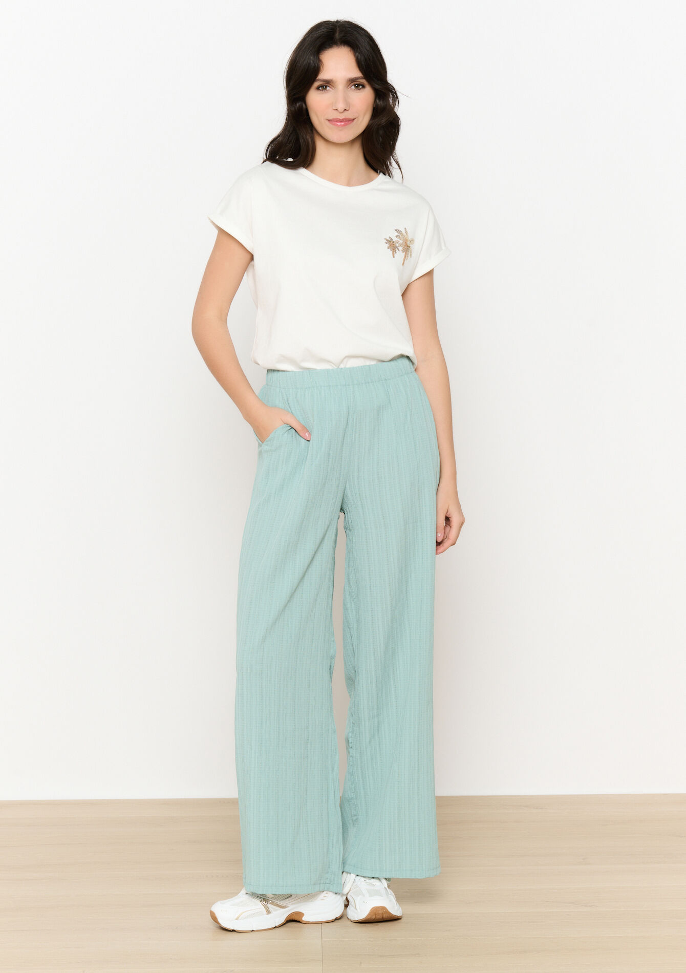 Broek met reliëf, Broek met reliëf - MINT GREEN - 06600965_1723