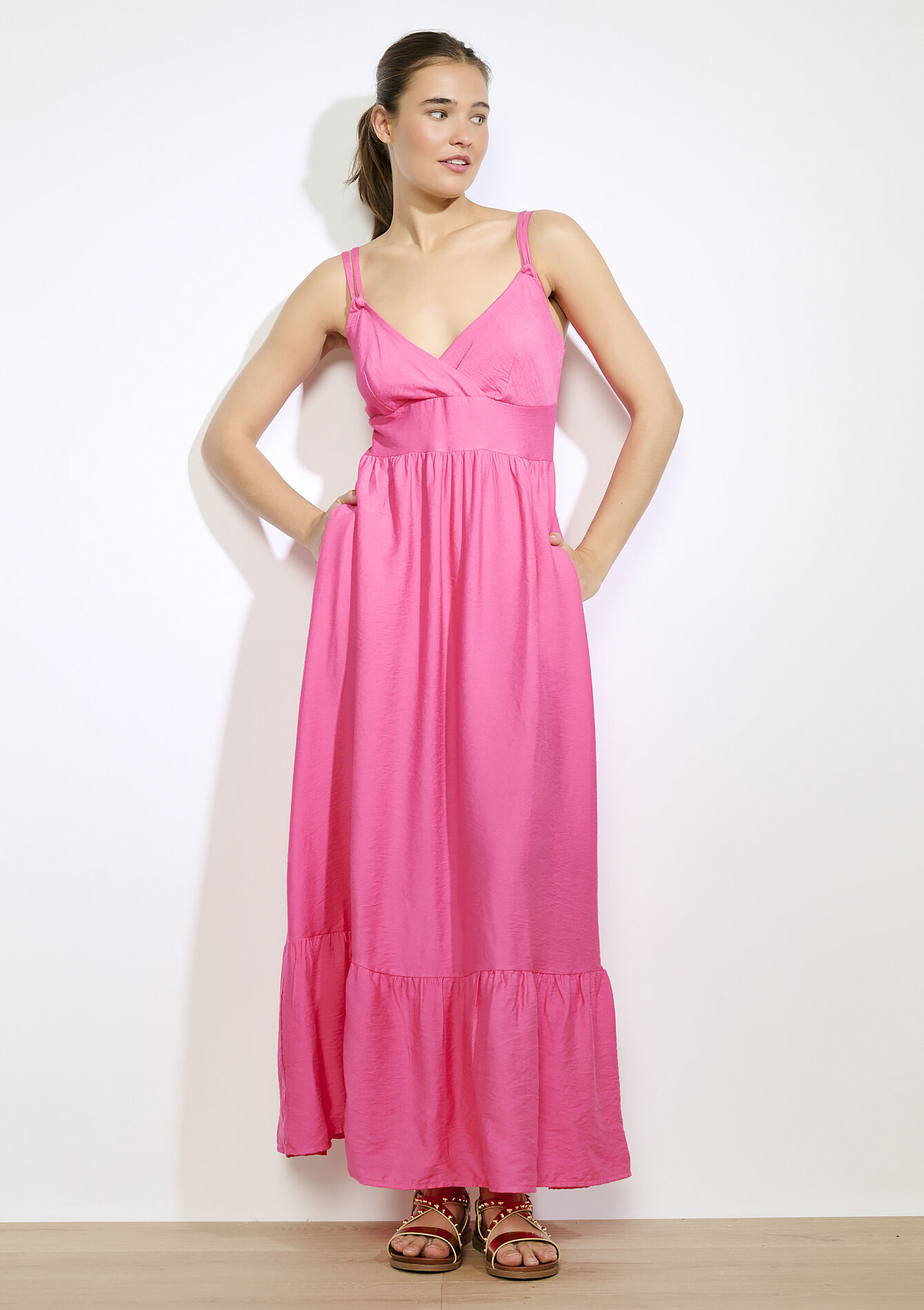 Luchtige lange jurk, Luchtige lange jurk - FUCHSIA - 08104152_5626