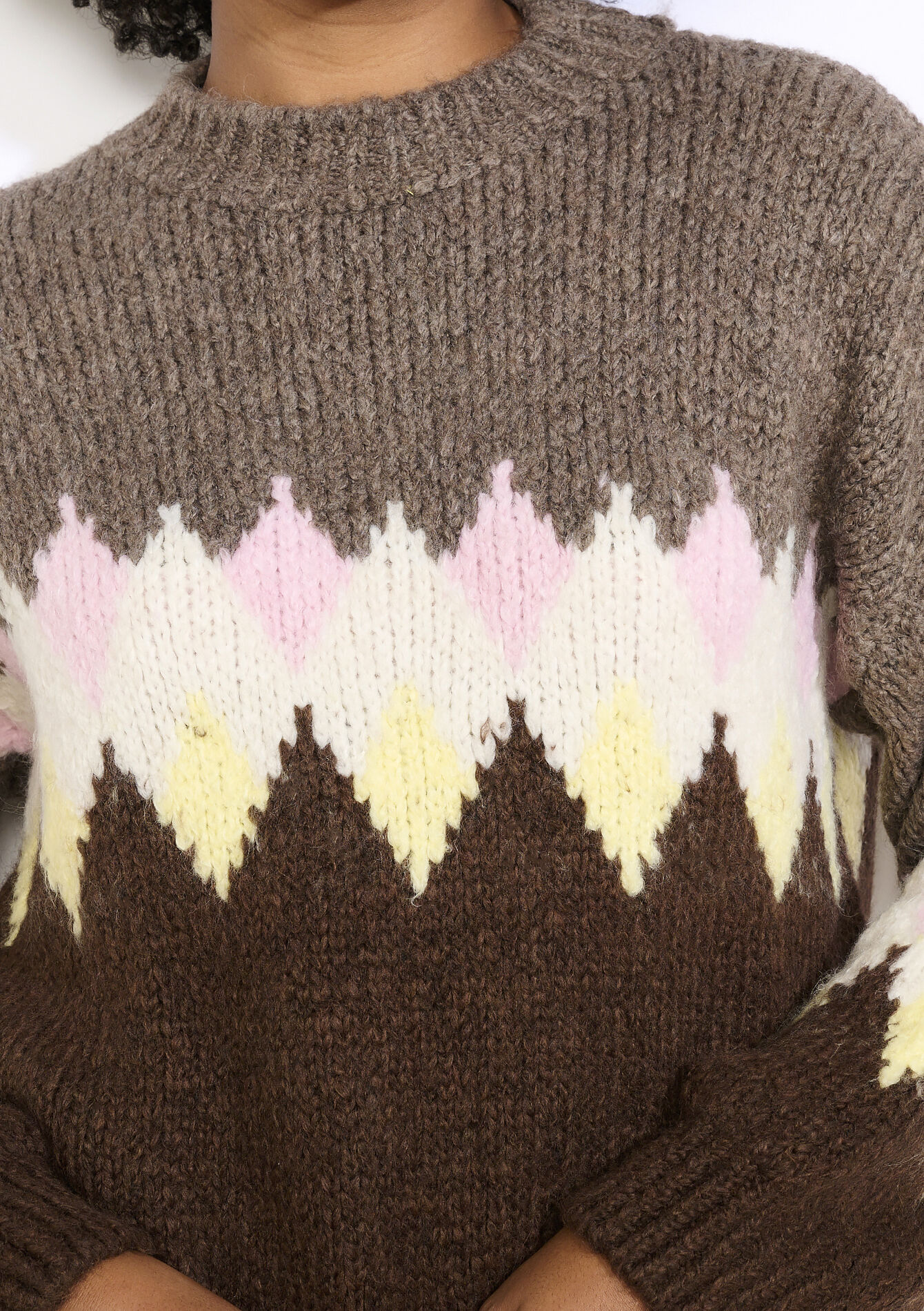 Pull à motif graphique - BROWN DARK CHOCOLATE - 04007117