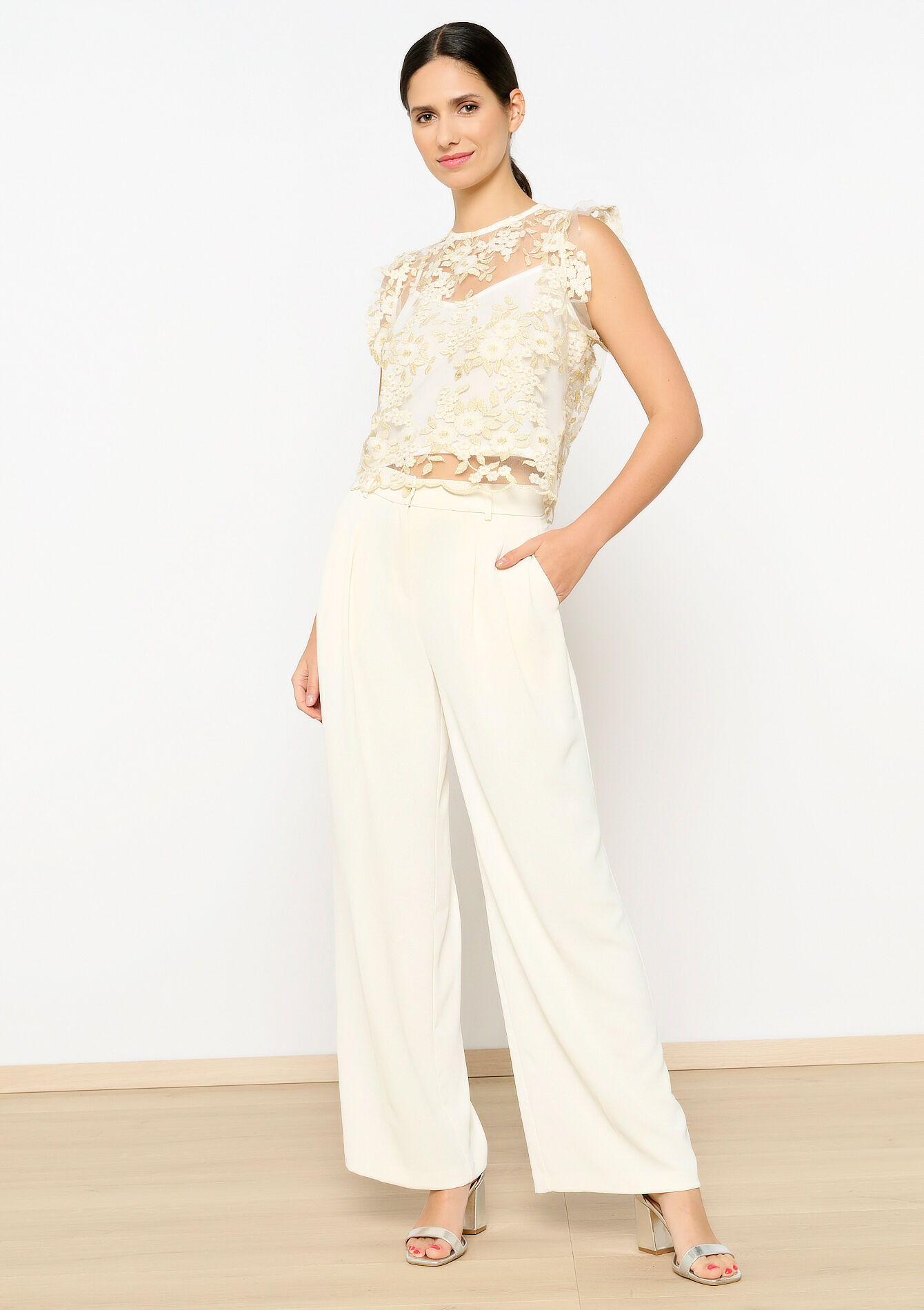 Loose palazzo trousers, Loose palazzo trousers - OFFWHITE - 06100616_1001