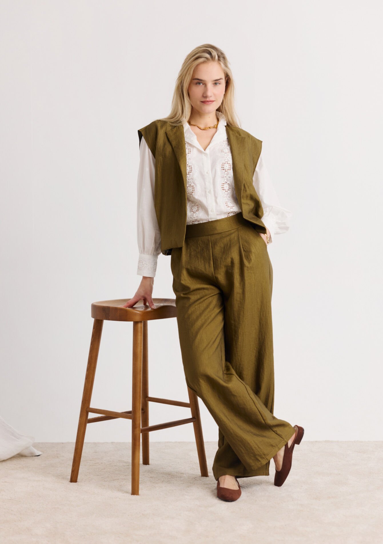 Pantalon ample décontracté, , back