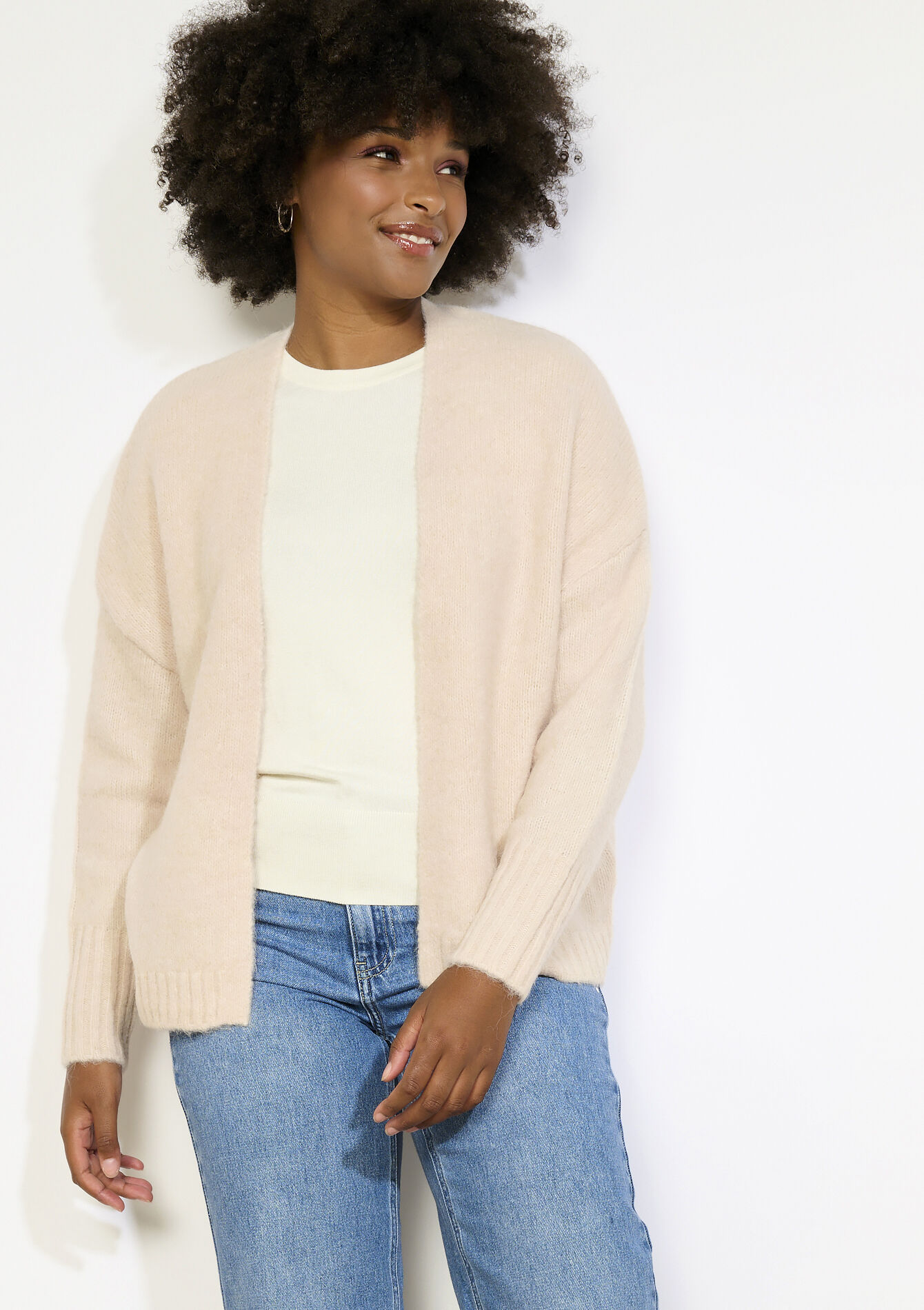 Gilet en maille duveteuse, Gilet en maille duveteuse - VANILLA WHITE - 04101313_1013