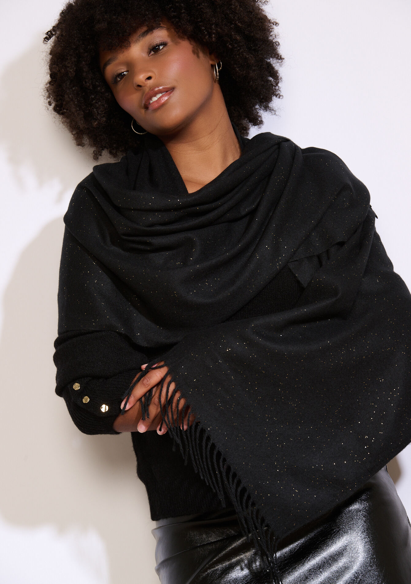 Zachte glinsterende sjaal - BLACK - 17101419_1119